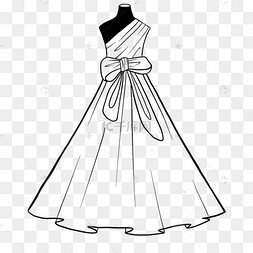 单肩蝴蝶婚纱礼服剪贴画