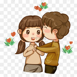卡通可爱情侣搭肩动作