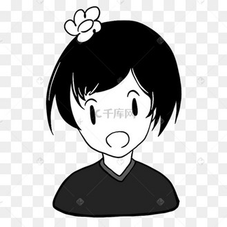 头戴小花的女孩无色人物头像
