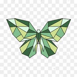 蓝绿彩色立体几何蝴蝶