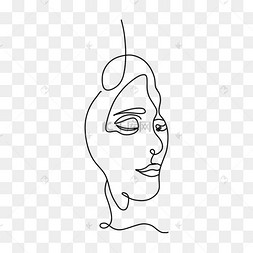 抽象线稿人脸绑着头发的女孩