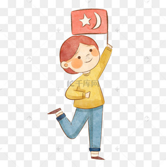 土耳其儿童节单脚蹦跳的孩子