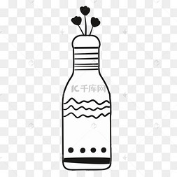 黑白线条卡通饮料瓶子