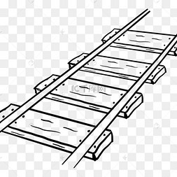 简笔画黑色线稿铁路轨道