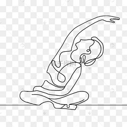 向上看着做瑜伽的女性抽象线条画