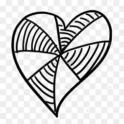 黑白涂鸦放射形状抽象爱心