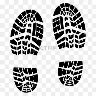 黑白鞋印剪贴画