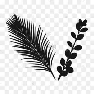 草和花朵卡通黑白剪影画