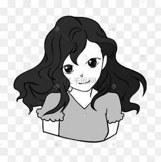 歪着头的可爱长发女孩无色人物头像