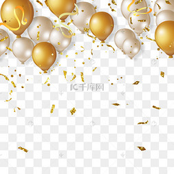 纸屑和气球金色光效生日庆祝边框