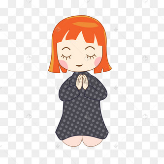 跪着祈祷的女孩