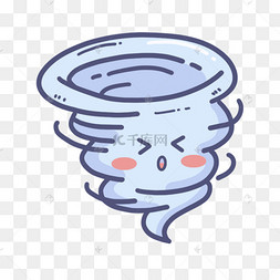 蓝色简约可爱卡通龙卷风