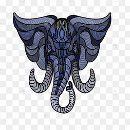 非洲象抽象动物禅绕画