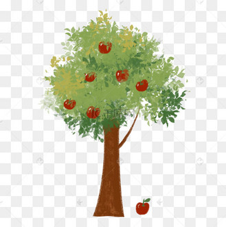 卡通水果树掉落的苹果