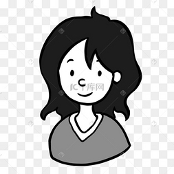 尖领毛衣女孩无色人物头像