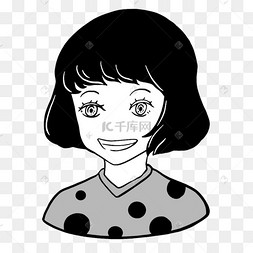 漫画风格短发女生无色人物头像