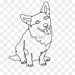 柯基犬抽象线条画狗