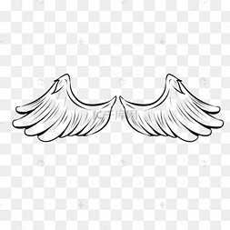 复古线性翅膀鸟羽毛形状天使透明