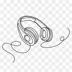 头戴式宽边耳机线条画