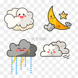 多云卡通天气表情