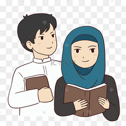 幸福卡通穆斯林情侣