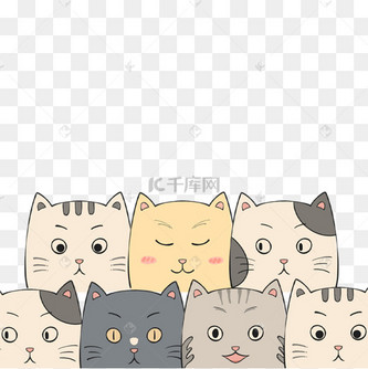 七只猫咪表情头像可爱卡通动物