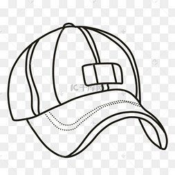 头戴棒球帽帽子剪贴画黑白