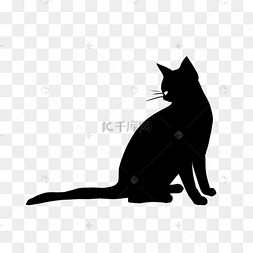 单色动物长尾猫剪影