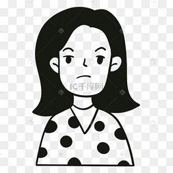 皱眉长发女士无色人物头像