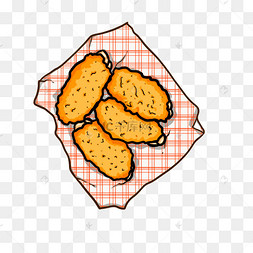 格子美味炸鸡可爱卡通剪贴画