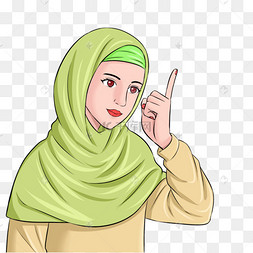 波普头巾穆斯林女孩手指