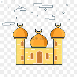 卡通抽象伊斯兰清真寺阿拉伯