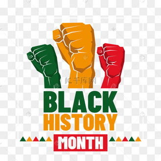 三只拳头黑人历史月标志设计插画