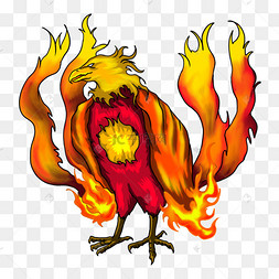蹲姿火焰翅膀不死鸟剪贴画