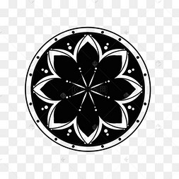 黑白圆形精美花纹图案中国风古典花纹插画