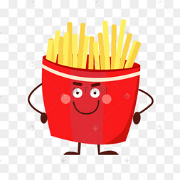 卡通快餐拟人可爱盒子薯条插画