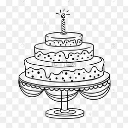 线描画三层生日蛋糕图片