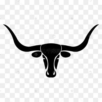 黑色长角牛牛头剪贴画