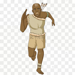 美洲背着箭矢逃跑的印第安人