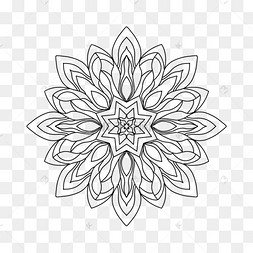 黑色镂空线条印度花纹黑白万花筒