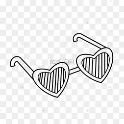 可爱的黑白涂鸦爱心眼镜