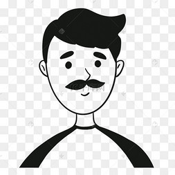 黑色八字胡无色人物头像