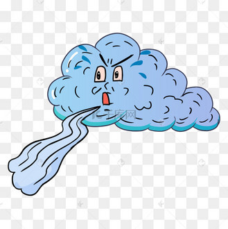 吹出冷空气云朵雨云拟人化表情云