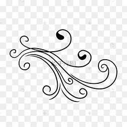 png下载psd黑白卷曲复古装饰花纹线条简笔画下载 png下载psd2021卷曲