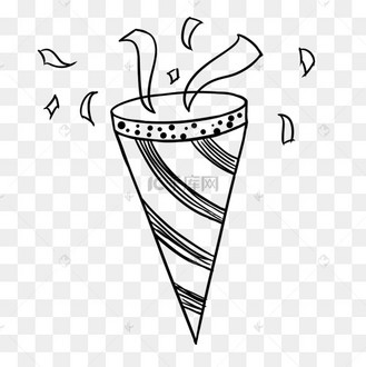 黑色线稿生日快乐生日礼花