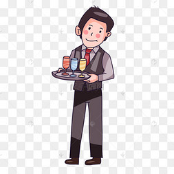 双手端盘子的服务员剪贴画