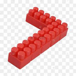 红色数字7塑料积木儿童方块