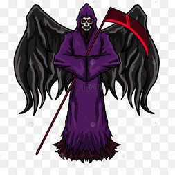 紫衣黑翅膀红色镰刀死神剪贴画