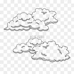 黑白素描多云天气雕刻风格