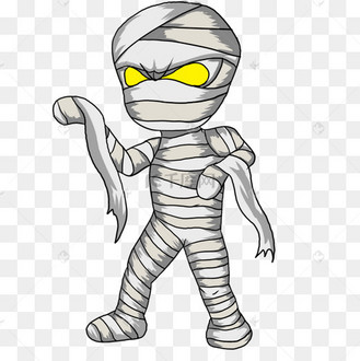 大头站立混色布带木乃伊剪贴画